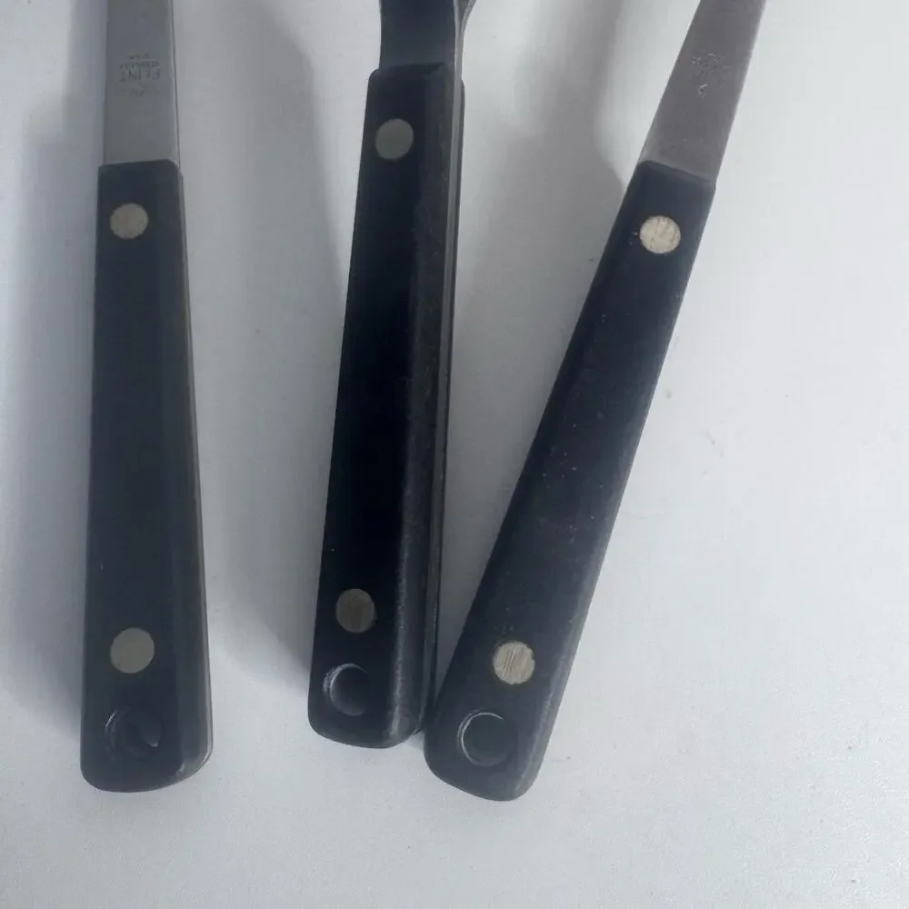 Vintage Flint ARROWHEAD Stainless Steel Kitchen Utensil 3 Piece Set Black Handle